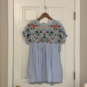 Floral embroidered romper dress